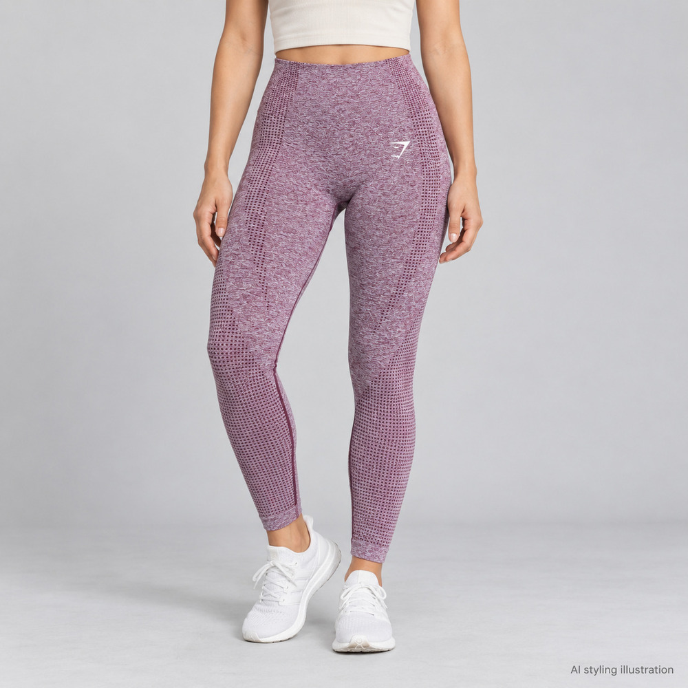Gymshark Mauve Marl Eyelet Seamless Leggings Size M